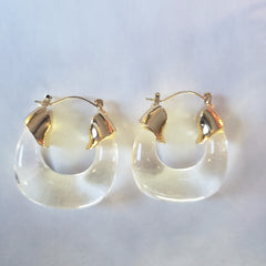 Clear Resin & Gold Hoops
