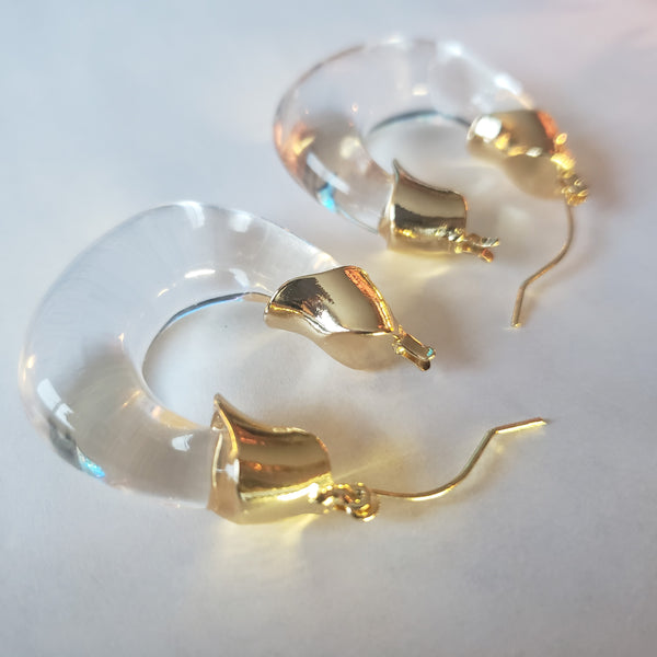 Clear Resin & Gold Hoops