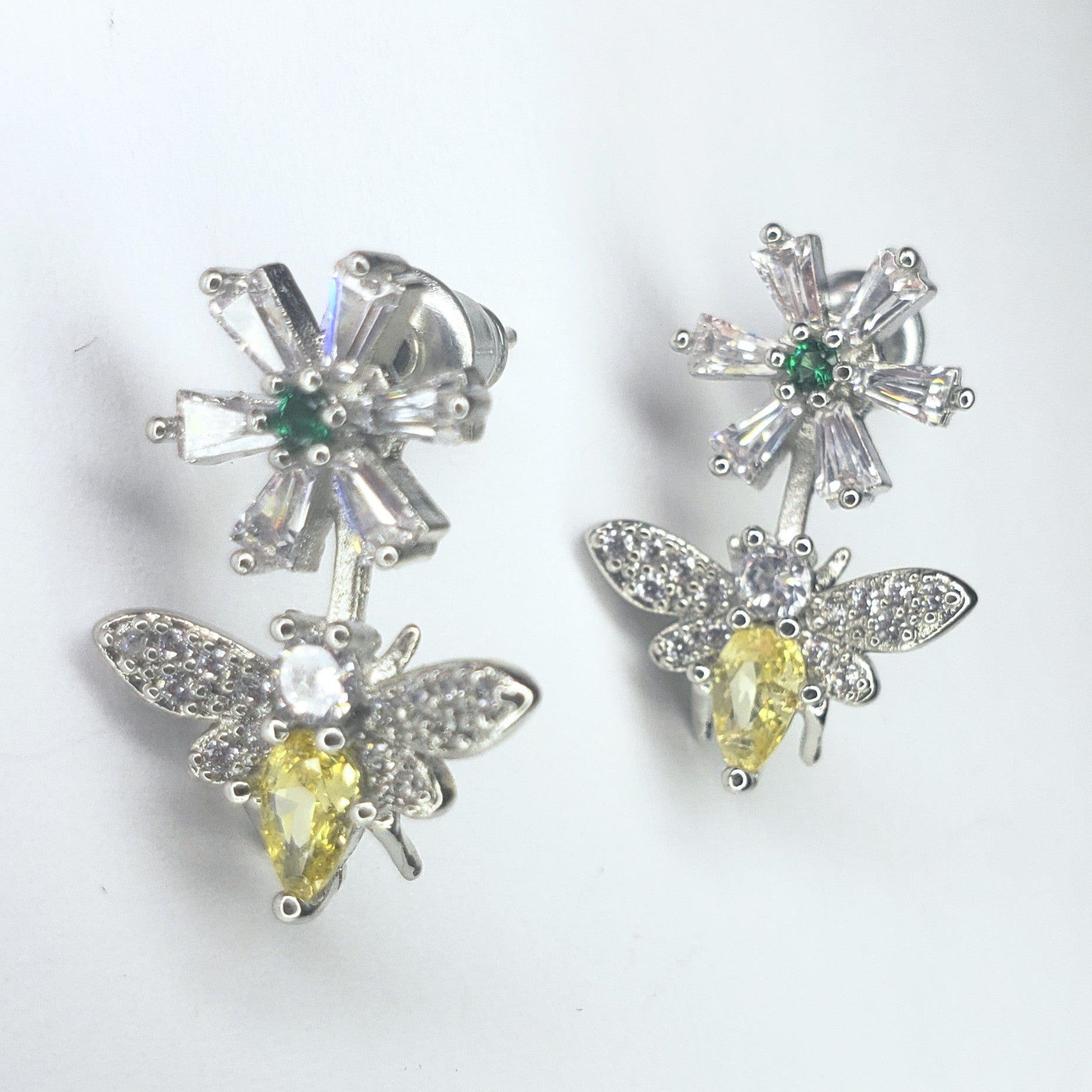 Bee & Flower Crystal Earrings
