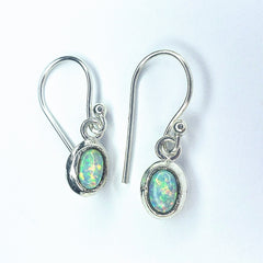 Opal Hanging Oval Earrings