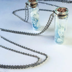 Blue Aura Quartz in Glass Vials - Necklace