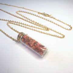 Pink Floral Glass Vial Necklace