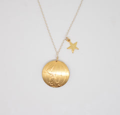 Gold World & Star Necklace