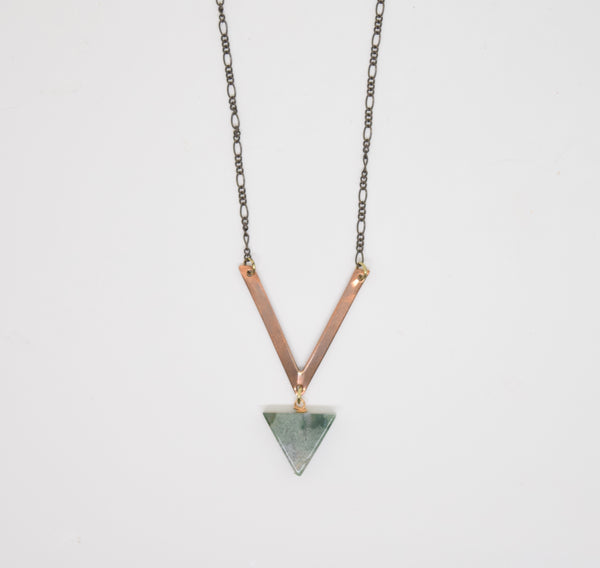 Copper Chevron & Stone Necklace