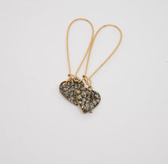 Gold & Pyrite Heart Earrings