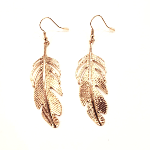 Gold Feather Earrings