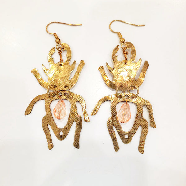 Gold Beetle Earrings