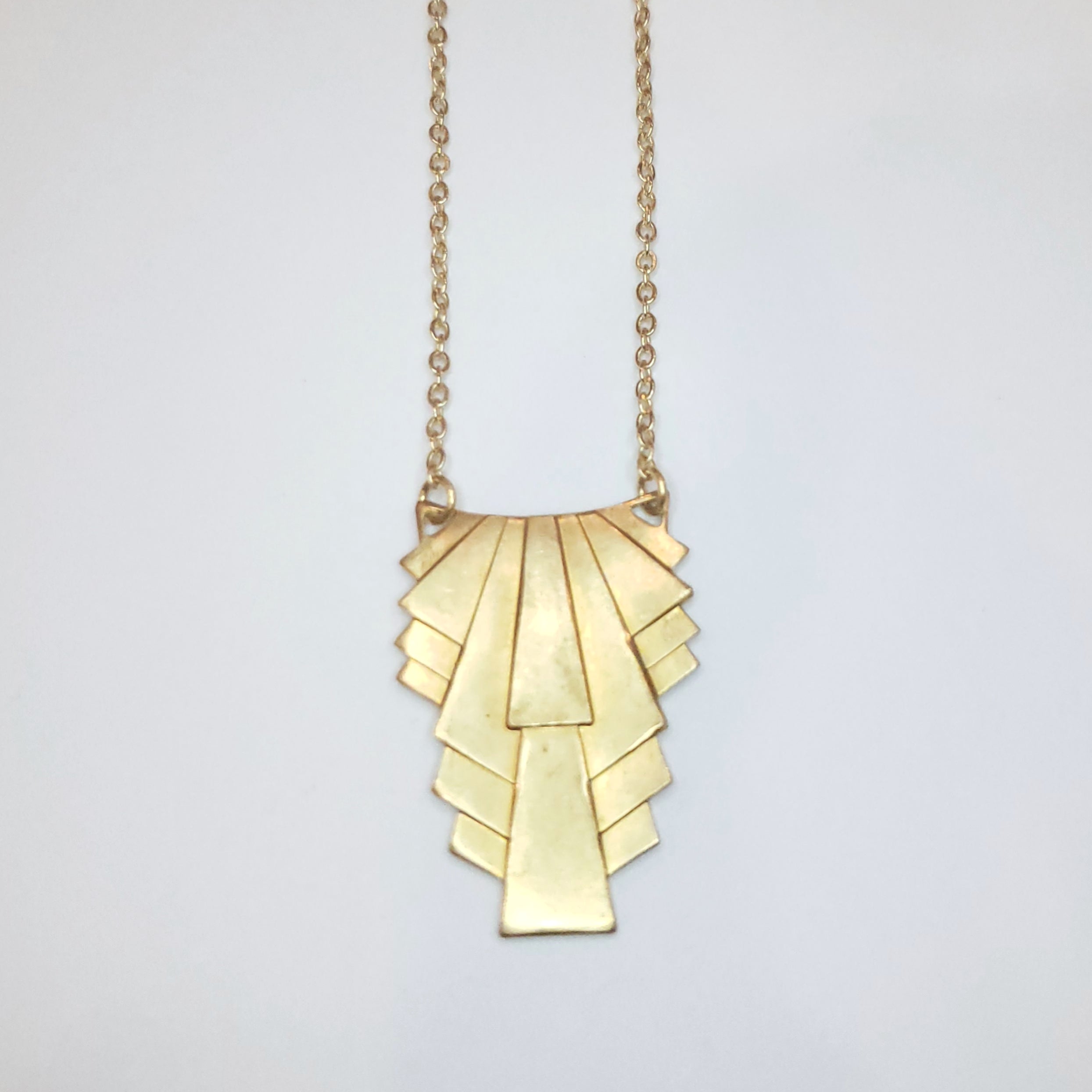 Brassy Art Deco Necklace