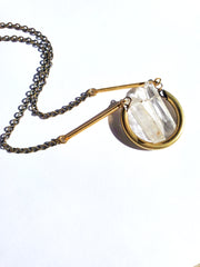Triple Quartz & Brass - Necklace