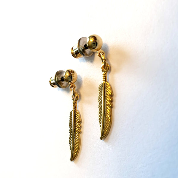 Little Gold Feather Earrings