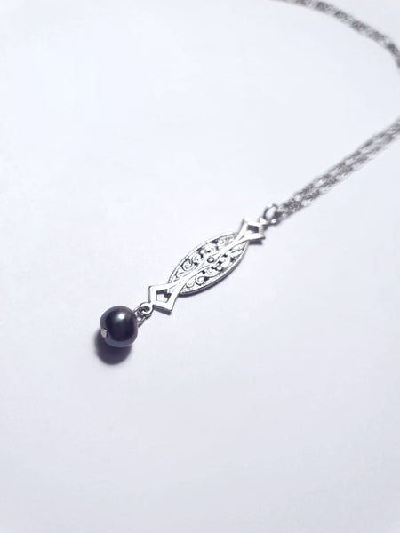 Black Pearl Drop Necklace