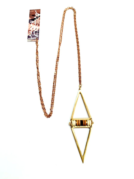 Beaded and Brass Pointed Necklace
