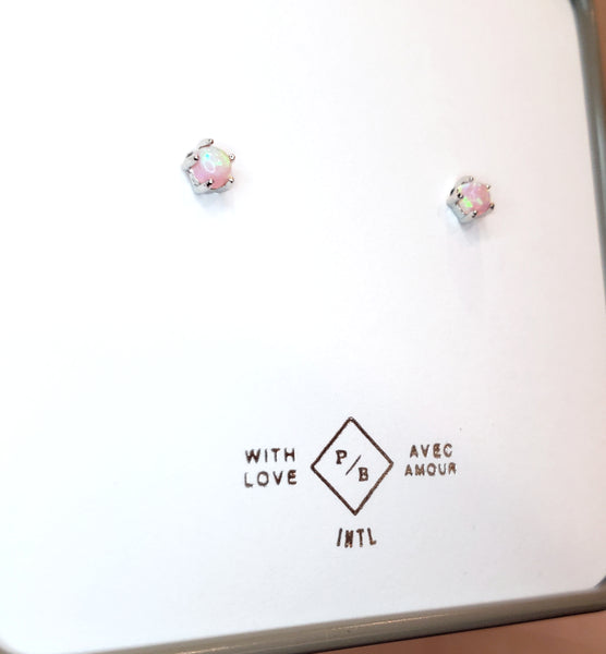 Opal and Silver Earring Studs