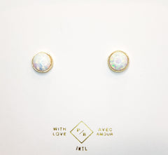 Opal and Gold Circle Studs