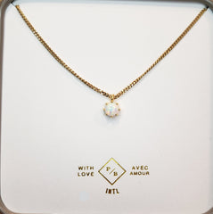 Dainty Opal & Gold Necklace
