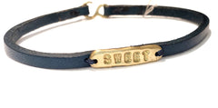 "Sweet" Leather and Brass Band Bracelet