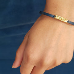"Sweet" Leather and Brass Band Bracelet