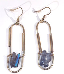 Hanging Industrual Aura Quartz Earrings