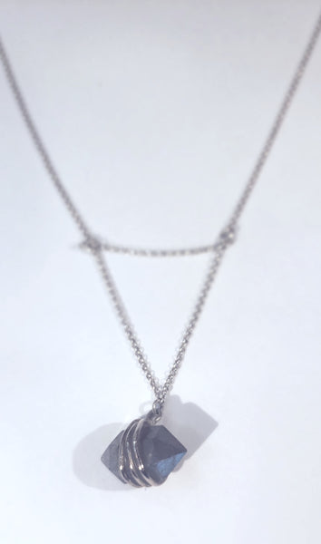 LABRADORITE WITH SILVER - Wrap Necklace