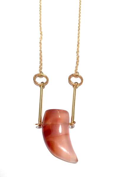 Carnelian Crystal Tooth Necklace
