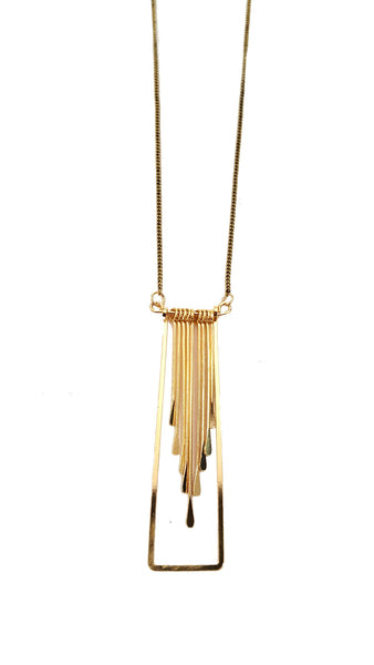 Metal Framed Tassel Necklace