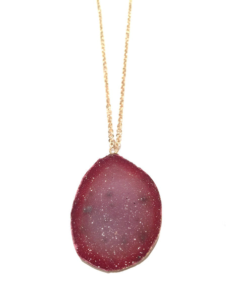 Pink Druzy Necklace