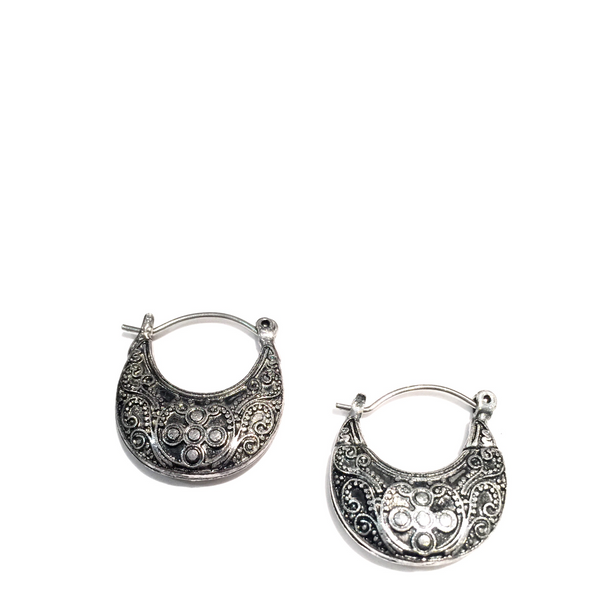 Etched Silver Hoops
