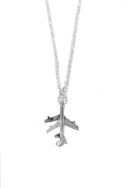 Silver Airplane Necklace