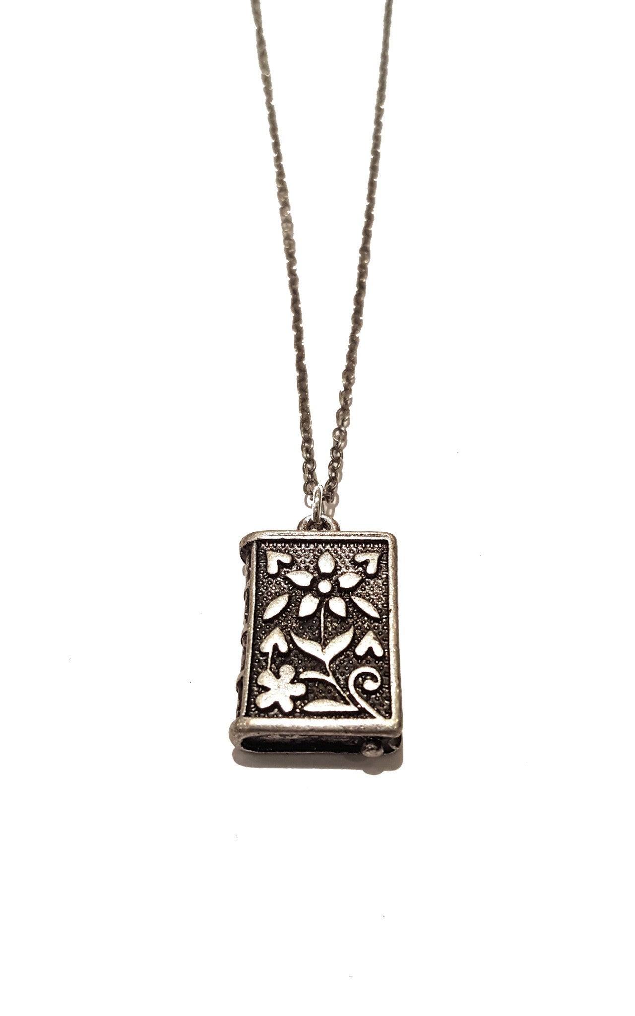 Silver Detailed Book Pendant