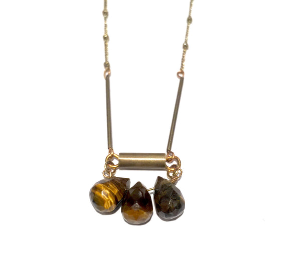 Tiger's Eye Tear Drop Necklace